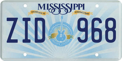 MS license plate ZID968