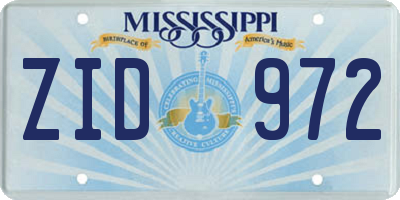 MS license plate ZID972