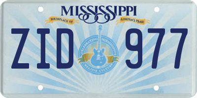MS license plate ZID977