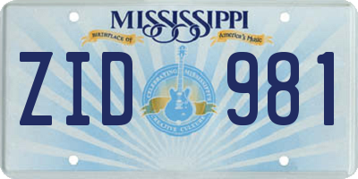MS license plate ZID981