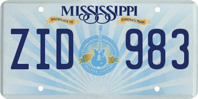 MS license plate ZID983