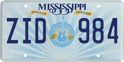 MS license plate ZID984