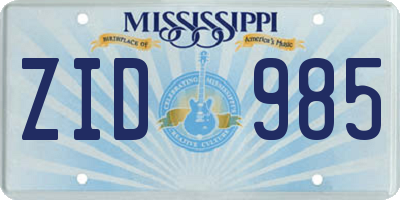 MS license plate ZID985