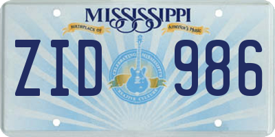 MS license plate ZID986
