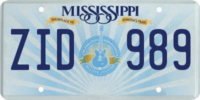 MS license plate ZID989