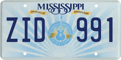 MS license plate ZID991