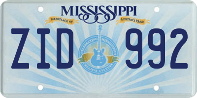 MS license plate ZID992