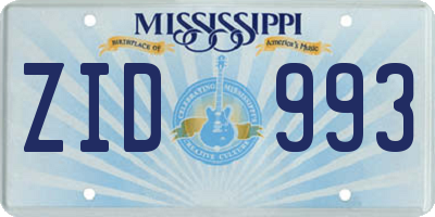 MS license plate ZID993