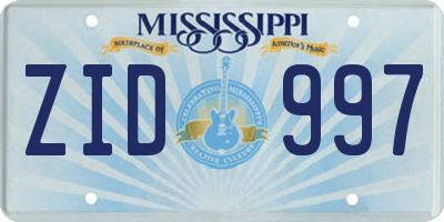 MS license plate ZID997