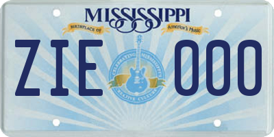 MS license plate ZIE000