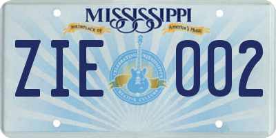 MS license plate ZIE002