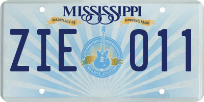MS license plate ZIE011