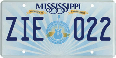 MS license plate ZIE022