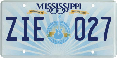 MS license plate ZIE027