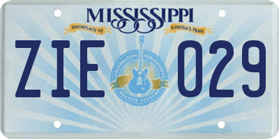 MS license plate ZIE029