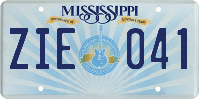 MS license plate ZIE041