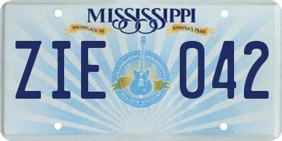 MS license plate ZIE042