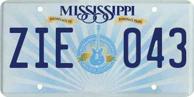 MS license plate ZIE043