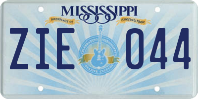 MS license plate ZIE044