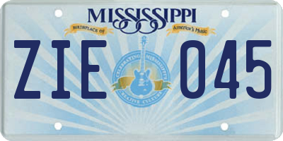 MS license plate ZIE045
