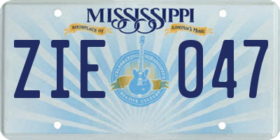 MS license plate ZIE047