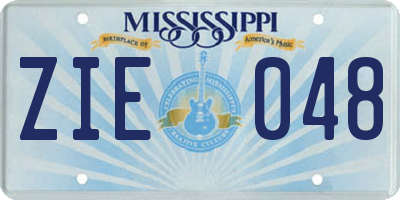 MS license plate ZIE048