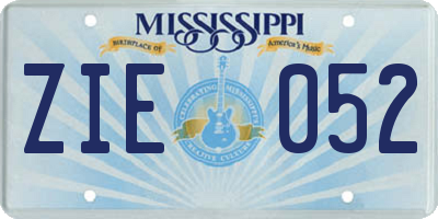 MS license plate ZIE052