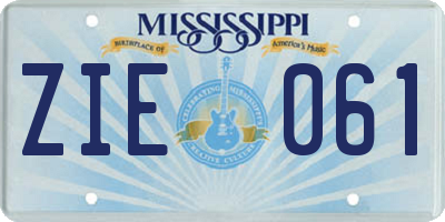 MS license plate ZIE061