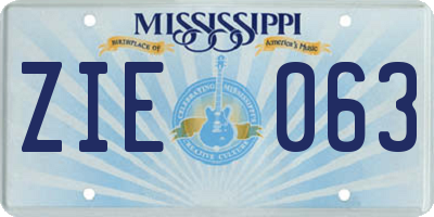 MS license plate ZIE063