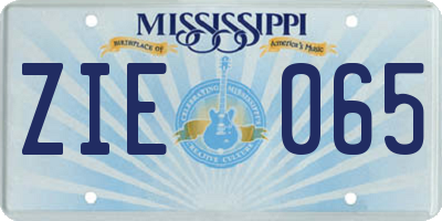 MS license plate ZIE065