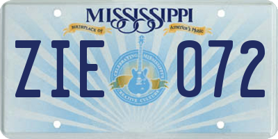 MS license plate ZIE072