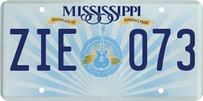 MS license plate ZIE073