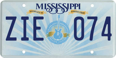 MS license plate ZIE074