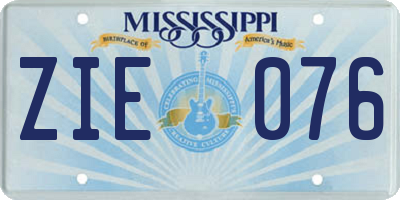 MS license plate ZIE076