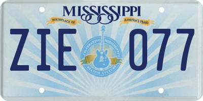 MS license plate ZIE077