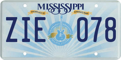 MS license plate ZIE078