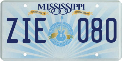 MS license plate ZIE080