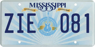 MS license plate ZIE081