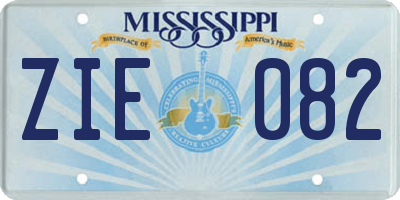 MS license plate ZIE082