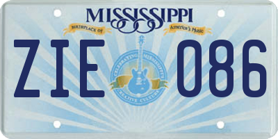 MS license plate ZIE086