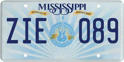 MS license plate ZIE089