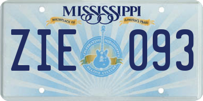 MS license plate ZIE093