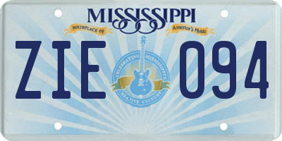 MS license plate ZIE094