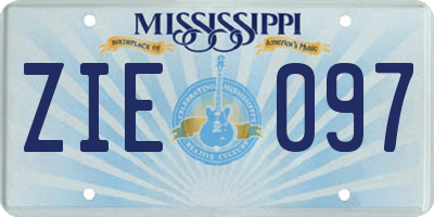 MS license plate ZIE097