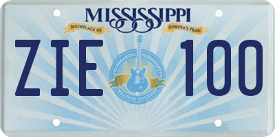 MS license plate ZIE100