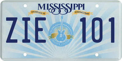 MS license plate ZIE101