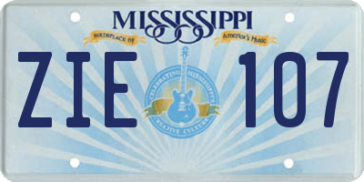 MS license plate ZIE107