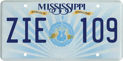 MS license plate ZIE109