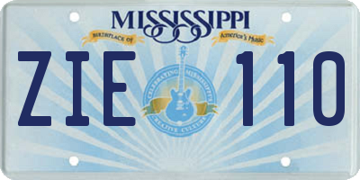 MS license plate ZIE110