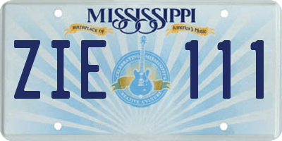 MS license plate ZIE111